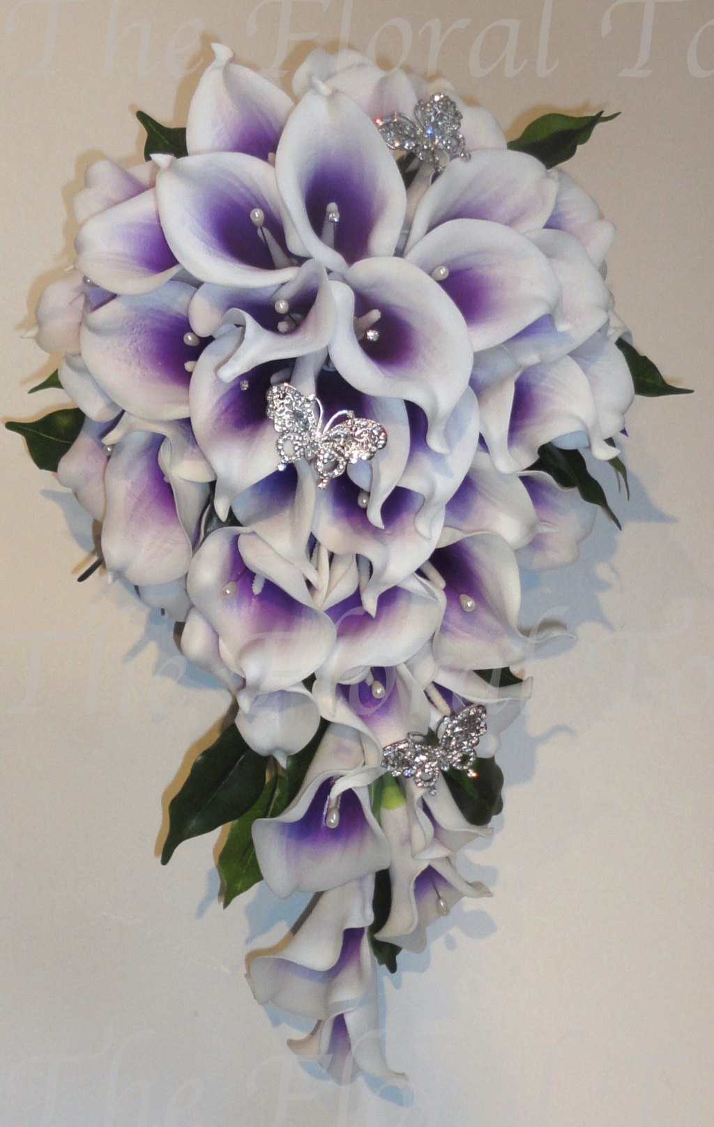Real Touch Calla Lily Shower Bouquet with diamante butterflies